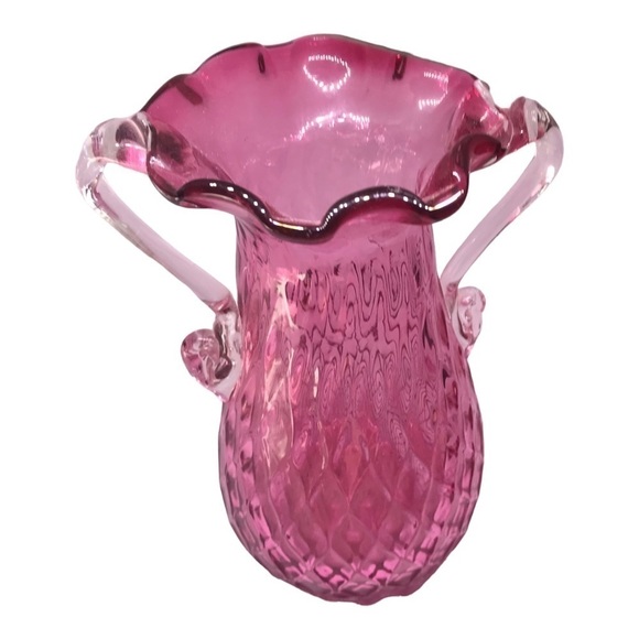 Royal Scot Crystal Cranberry Glass Vase - Picture 2 of 7